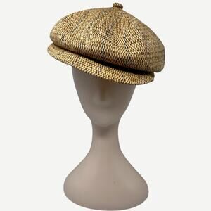 Vintage Kangol Newsboy Cap Brown Tweed Made in England Medium 22